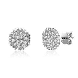 Real Diamond Hexagon Style Stud Earrings WhiteGold